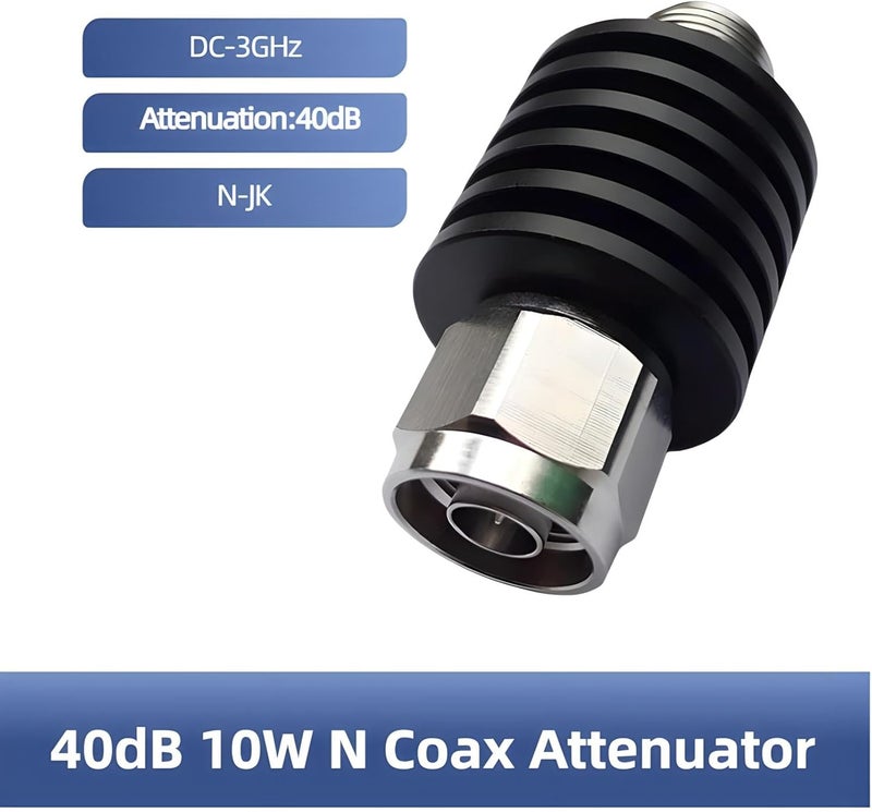 BECEN 10W 40dB Attenuator,10 Watt 50 Ohm RF Attenuator DC to 3Ghz,N Type Male to Female Coax Attenuator Kit (40DB) - Image 1